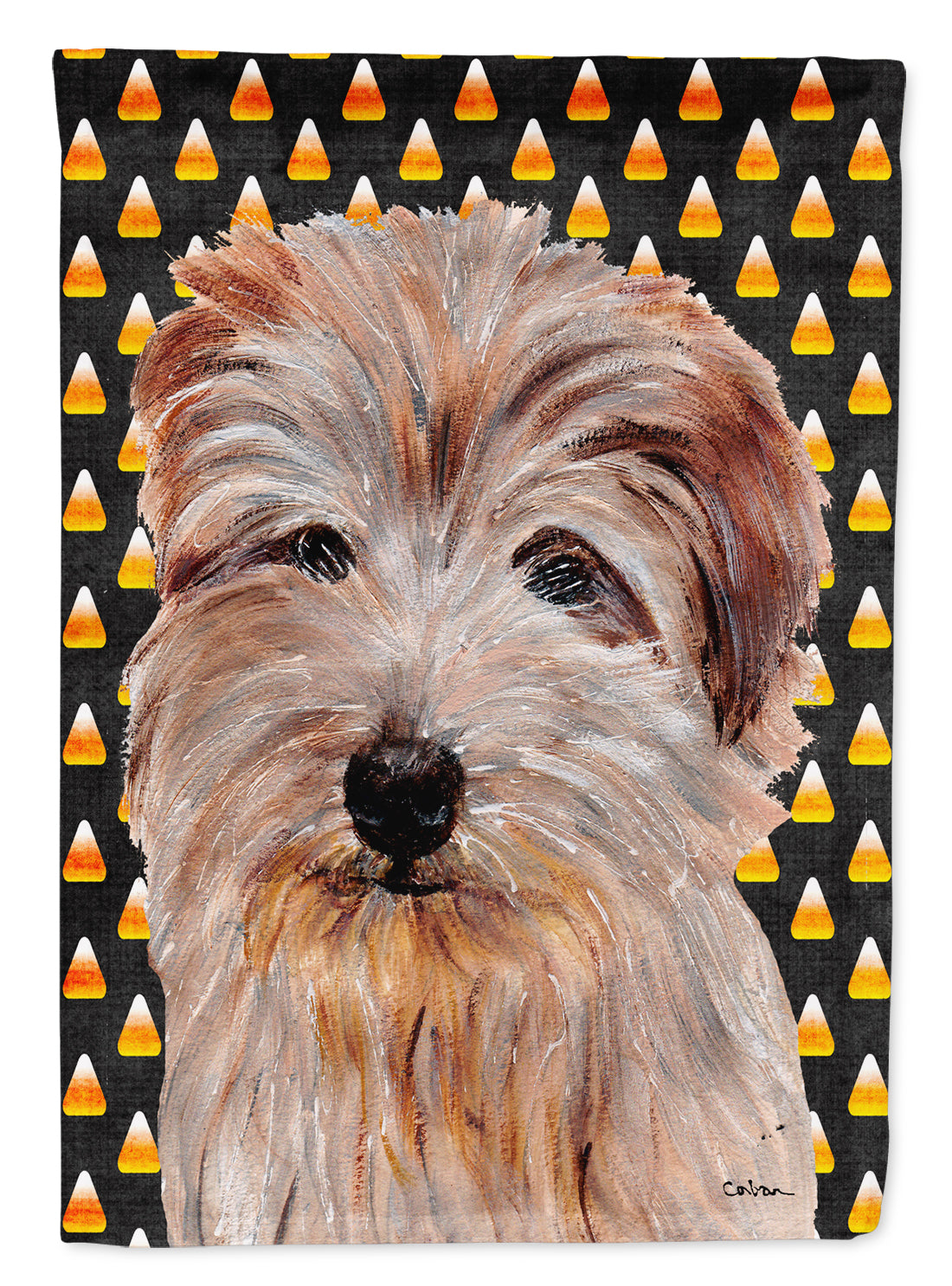 Norfolk Terrier Candy Corn Halloween Garden Flag Mailbox Decorative Yard Banner Outside Patio Artwork for Flower Beds, Garden Size, Multicolor