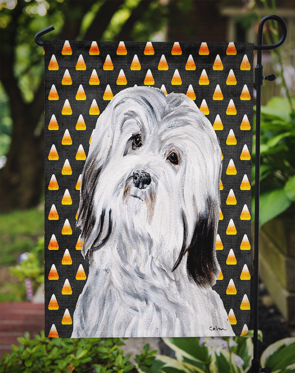 Havanese Candy Corn Halloween Garden Flag Mailbox Decorative Yard Banner Outside Patio Artwork for Flower Beds, Garden Size, Multicolor