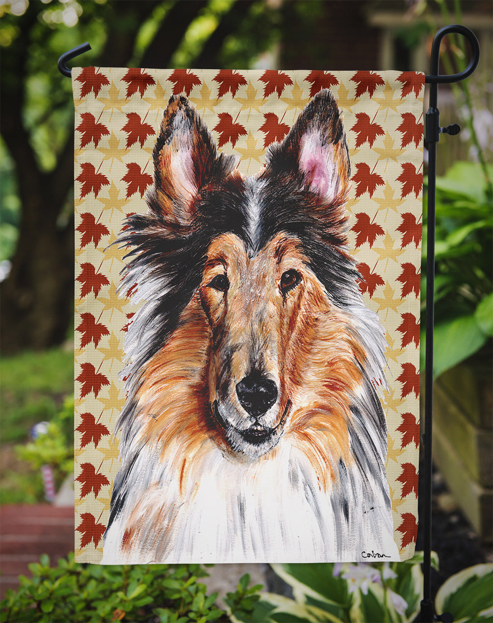 Collie Fall Leaves Garden Flag Mailbox Decorative Yard Banner Outside Patio Artwork for Flower Beds, Garden Size, Multicolor