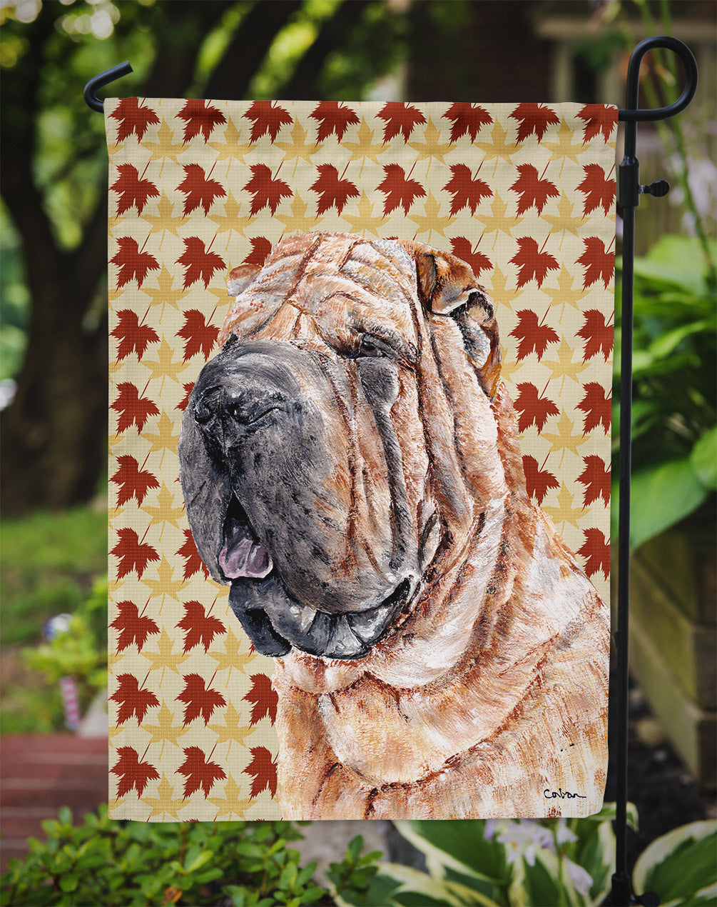 Shar Pei Fall Leaves Garden Flag Mailbox Decorative Yard Banner Outside Patio Artwork for Flower Beds, Garden Size, Multicolor