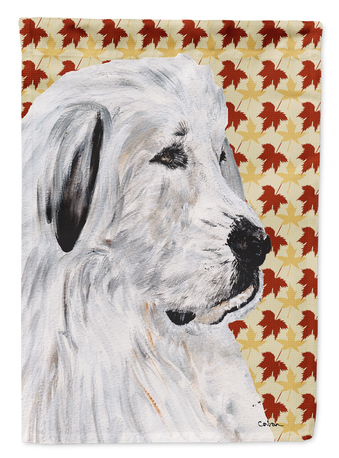 Great Pyrenees Fall Leaves Garden Flag Mailbox Decorative Yard Banner Outside Patio Artwork for Flower Beds, Garden Size, Multicolor