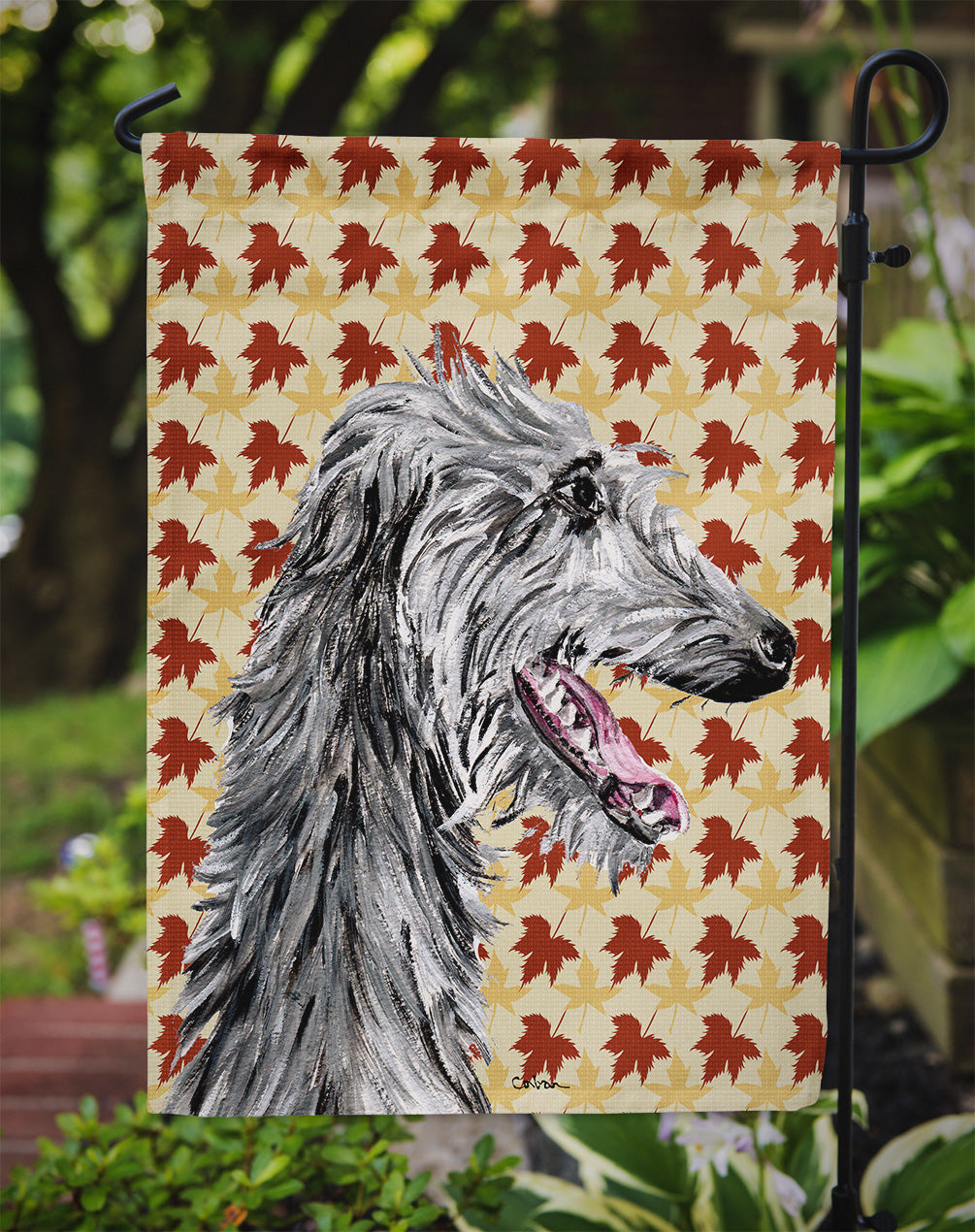 Scottish Deerhound Fall Leaves Garden Flag Mailbox Decorative Yard Banner Outside Patio Artwork for Flower Beds, Garden Size, Multicolor