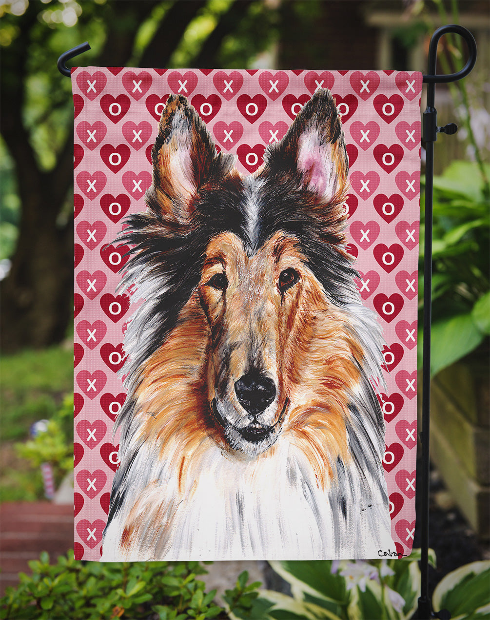 Collie Hearts and Love Garden Flag Mailbox Decorative Yard Banner Outside Patio Artwork for Flower Beds, Garden Size, Multicolor