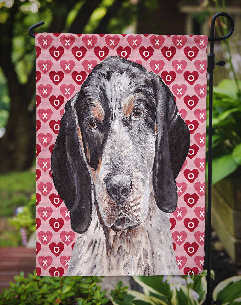 Blue Tick Coonhound Hearts and Love Garden Flag Mailbox Decorative Yard Banner Outside Patio Artwork for Flower Beds, Garden Size, Multicolor