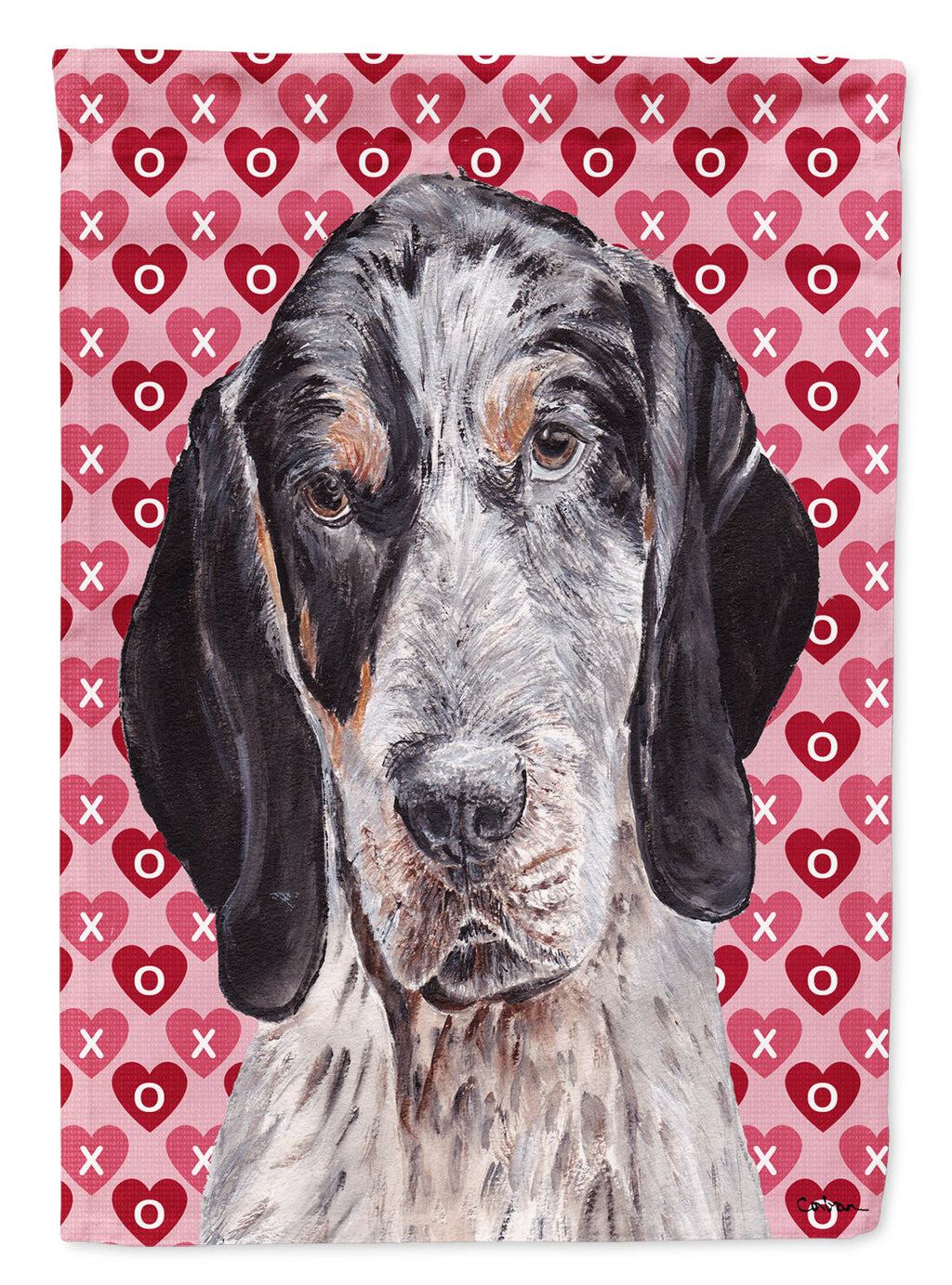 Blue Tick Coonhound Hearts and Love Garden Flag Mailbox Decorative Yard Banner Outside Patio Artwork for Flower Beds, Garden Size, Multicolor