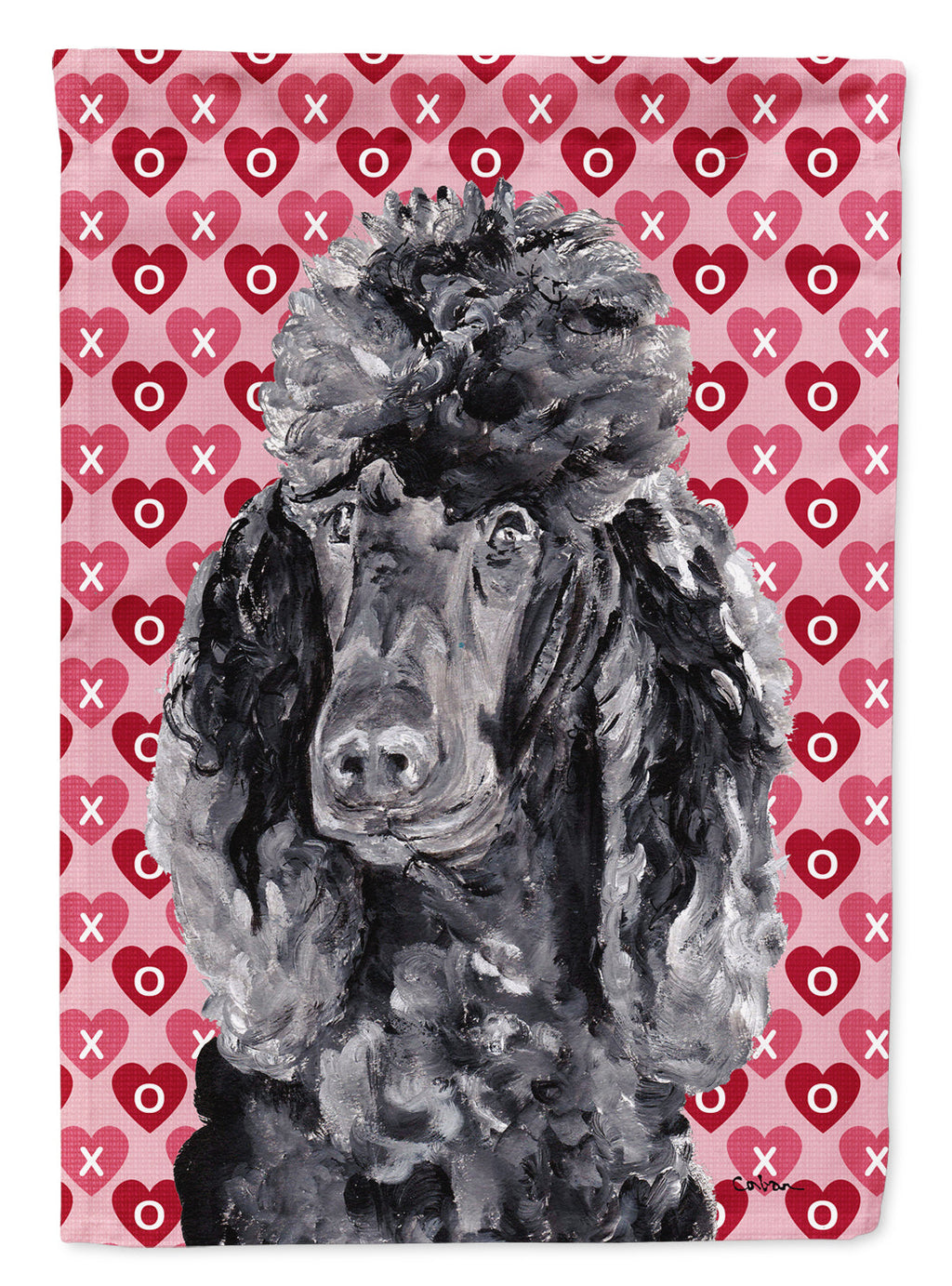 Black Standard Poodle Hearts and Love Garden Flag Mailbox Decorative Yard Banner Outside Patio Artwork for Flower Beds, Garden Size, Multicolor