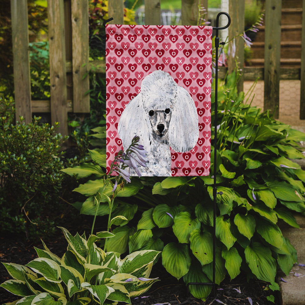 White Toy Poodle Hearts and Love Garden Flag Mailbox Decorative Yard Banner Outside Patio Artwork for Flower Beds, Garden Size, Multicolor