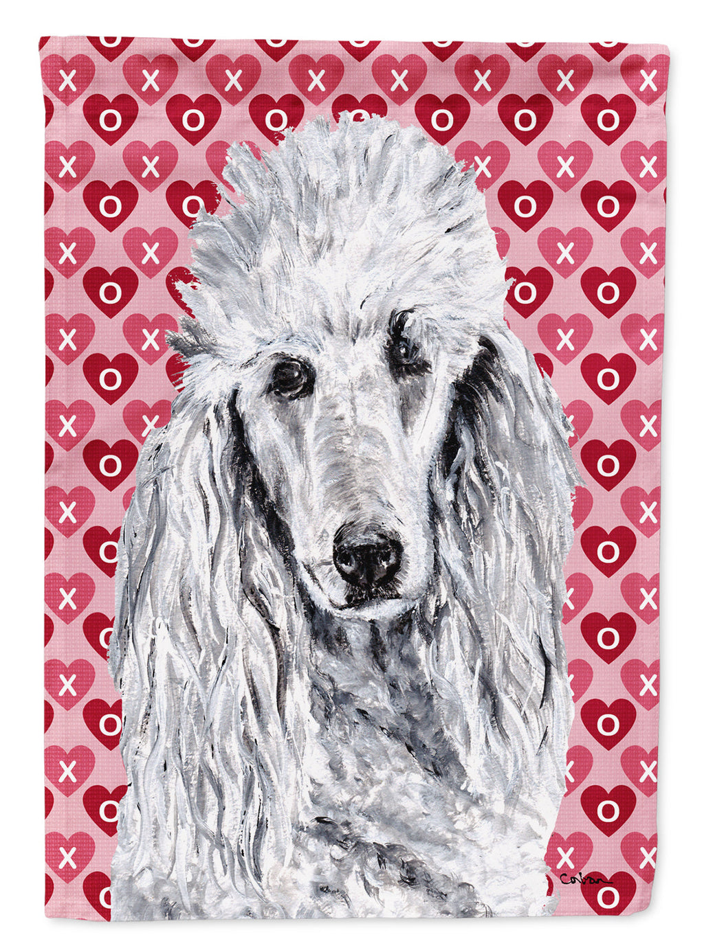 White Standard Poodle Hearts and Love Garden Flag Mailbox Decorative Yard Banner Outside Patio Artwork for Flower Beds, Garden Size, Multicolor