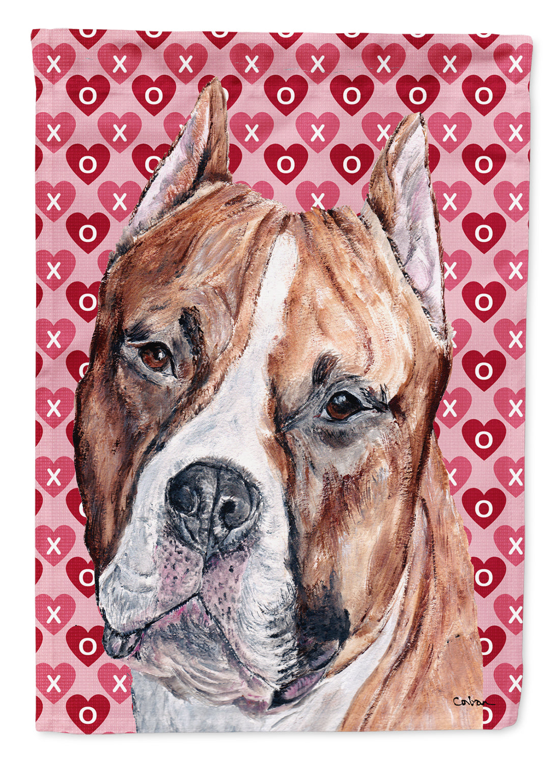 Staffordshire Bull Terrier Staffie Hearts and Love Garden Flag Mailbox Decorative Yard Banner Outside Patio Artwork for Flower Beds, Garden Size, Multicolor