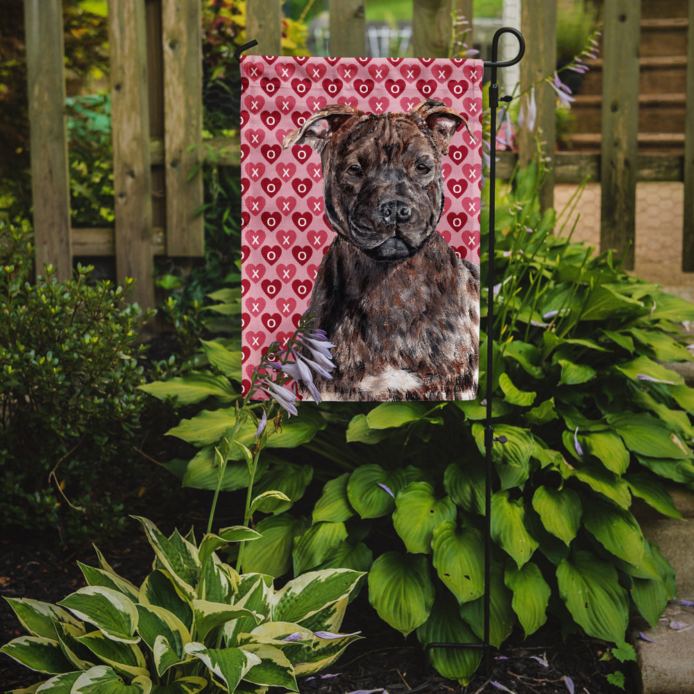 Staffordshire Bull Terrier Staffie Hearts and Love Garden Flag Mailbox Decorative Yard Banner Outside Patio Artwork for Flower Beds, Garden Size, Multicolor