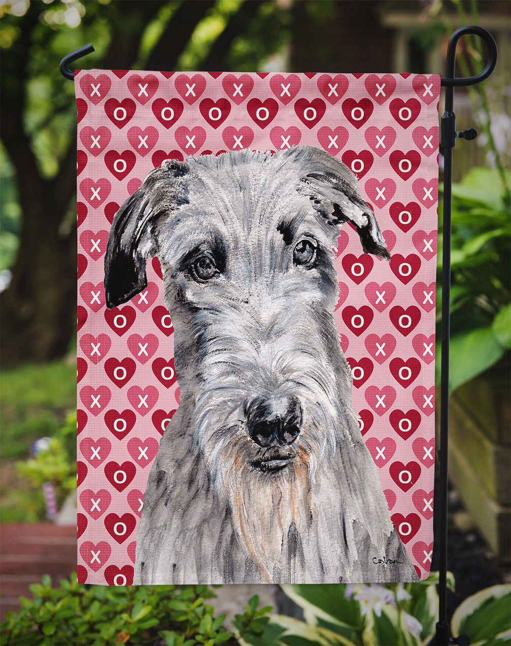 Scottish Deerhound Hearts and Love Garden Flag Mailbox Decorative Yard Banner Outside Patio Artwork for Flower Beds, Garden Size, Multicolor