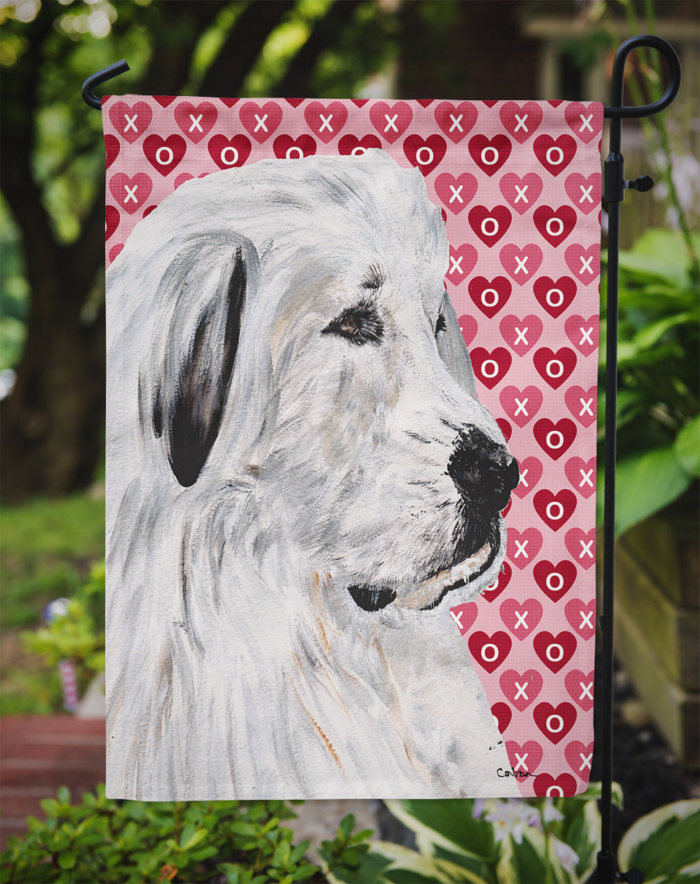 Great Pyrenees Hearts and Love Garden Flag Mailbox Decorative Yard Banner Outside Patio Artwork for Flower Beds, Garden Size, Multicolor