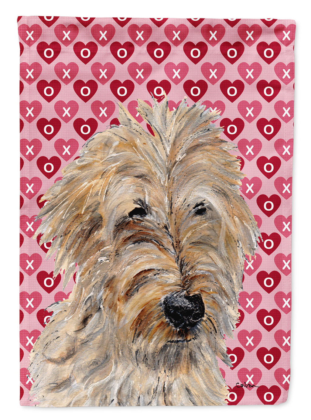 Golden Doodle 2 Hearts and Love Garden Flag Mailbox Decorative Yard Banner Outside Patio Artwork for Flower Beds, Garden Size, Multicolor