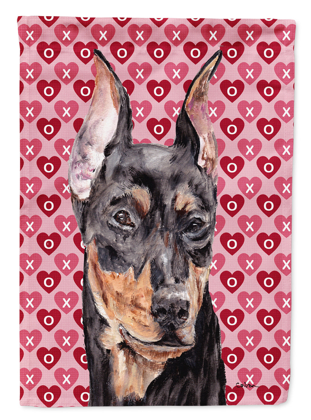 German Pinscher Hearts and Love Garden Flag Mailbox Decorative Yard Banner Outside Patio Artwork for Flower Beds, Garden Size, Multicolor