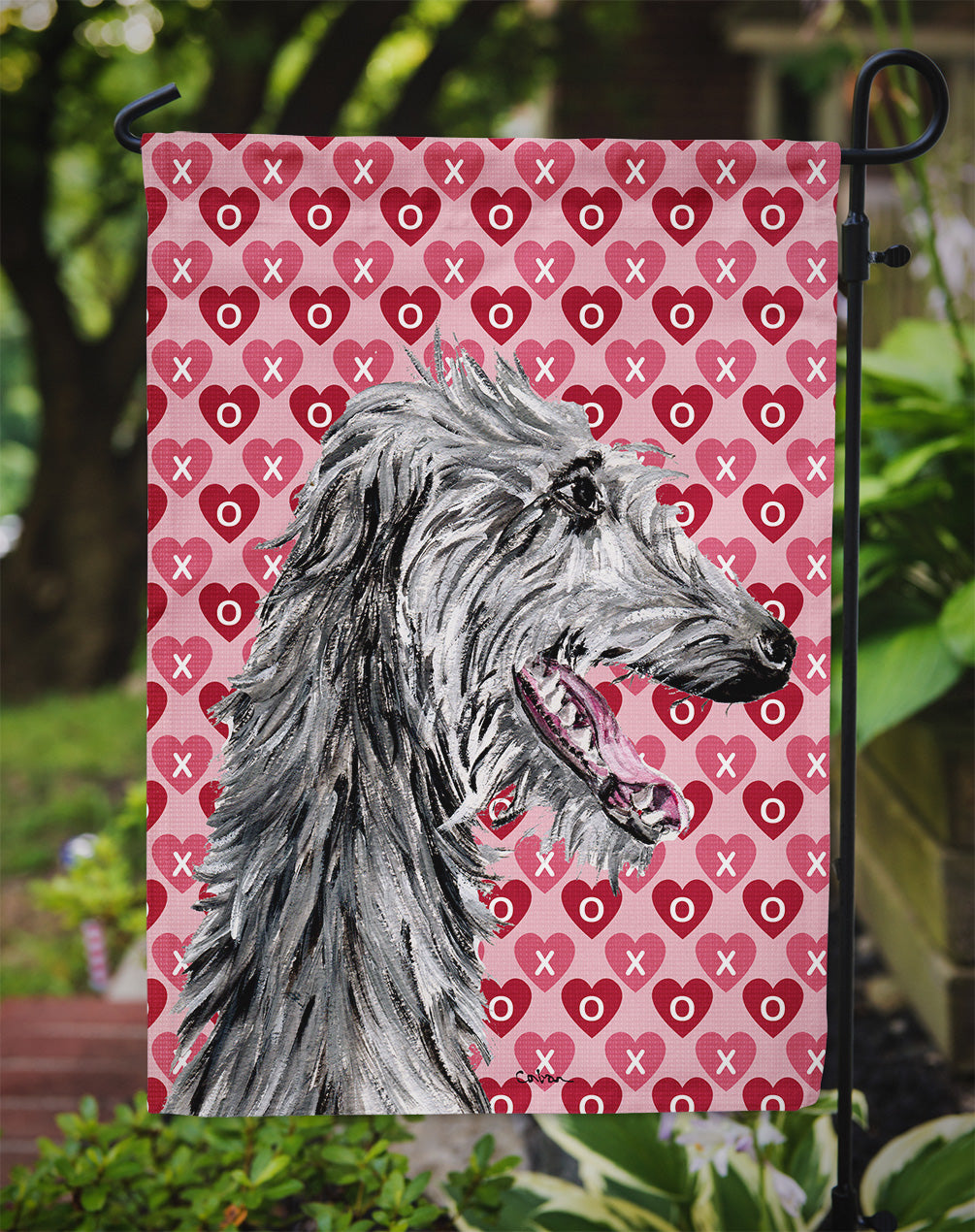 Scottish Deerhound Hearts and Love Garden Flag Mailbox Decorative Yard Banner Outside Patio Artwork for Flower Beds, Garden Size, Multicolor