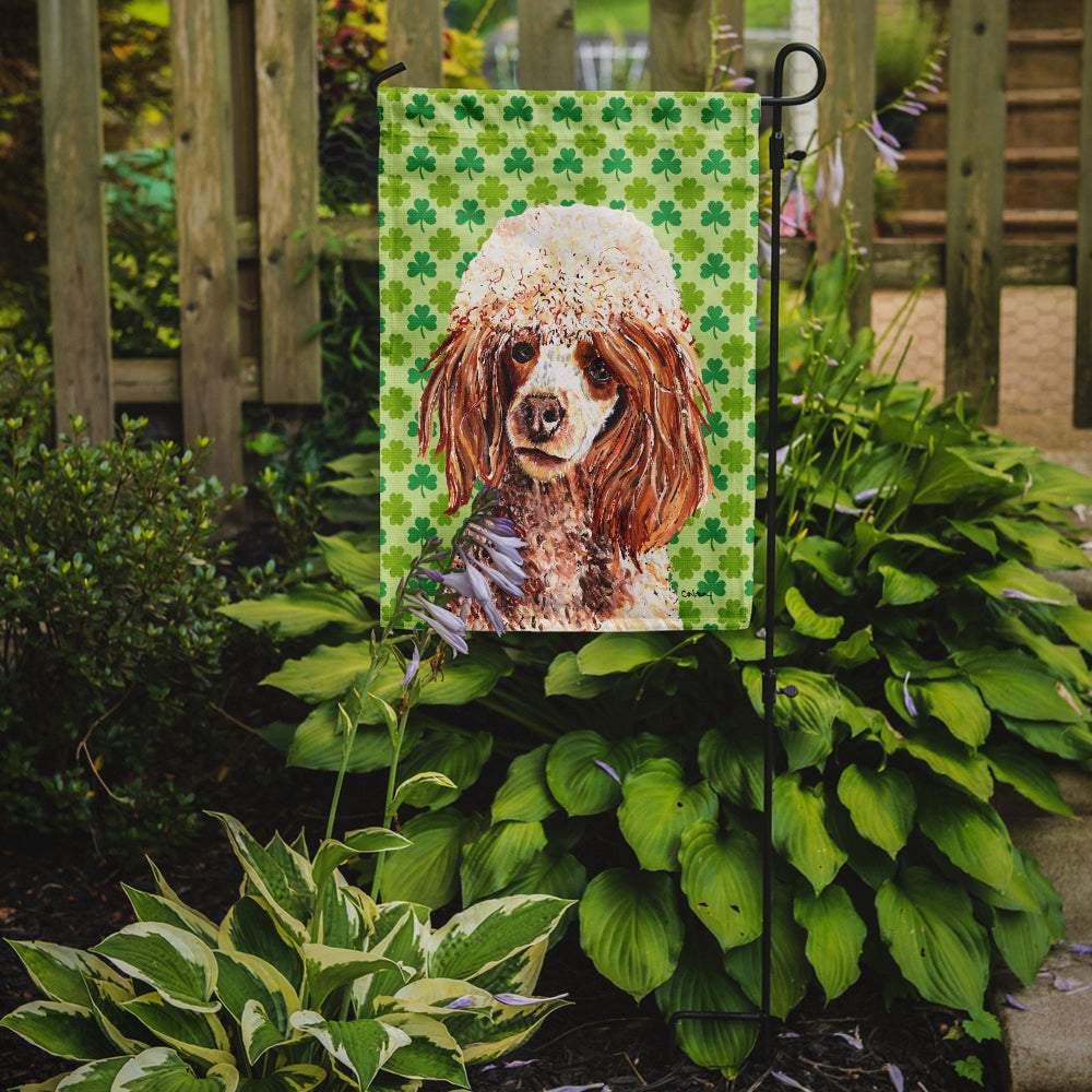 Red Miniature Poodle Lucky Shamrock St. Patrick's Day Garden Flag Mailbox Decorative Yard Banner Outside Patio Artwork for Flower Beds, Garden Size, Multicolor
