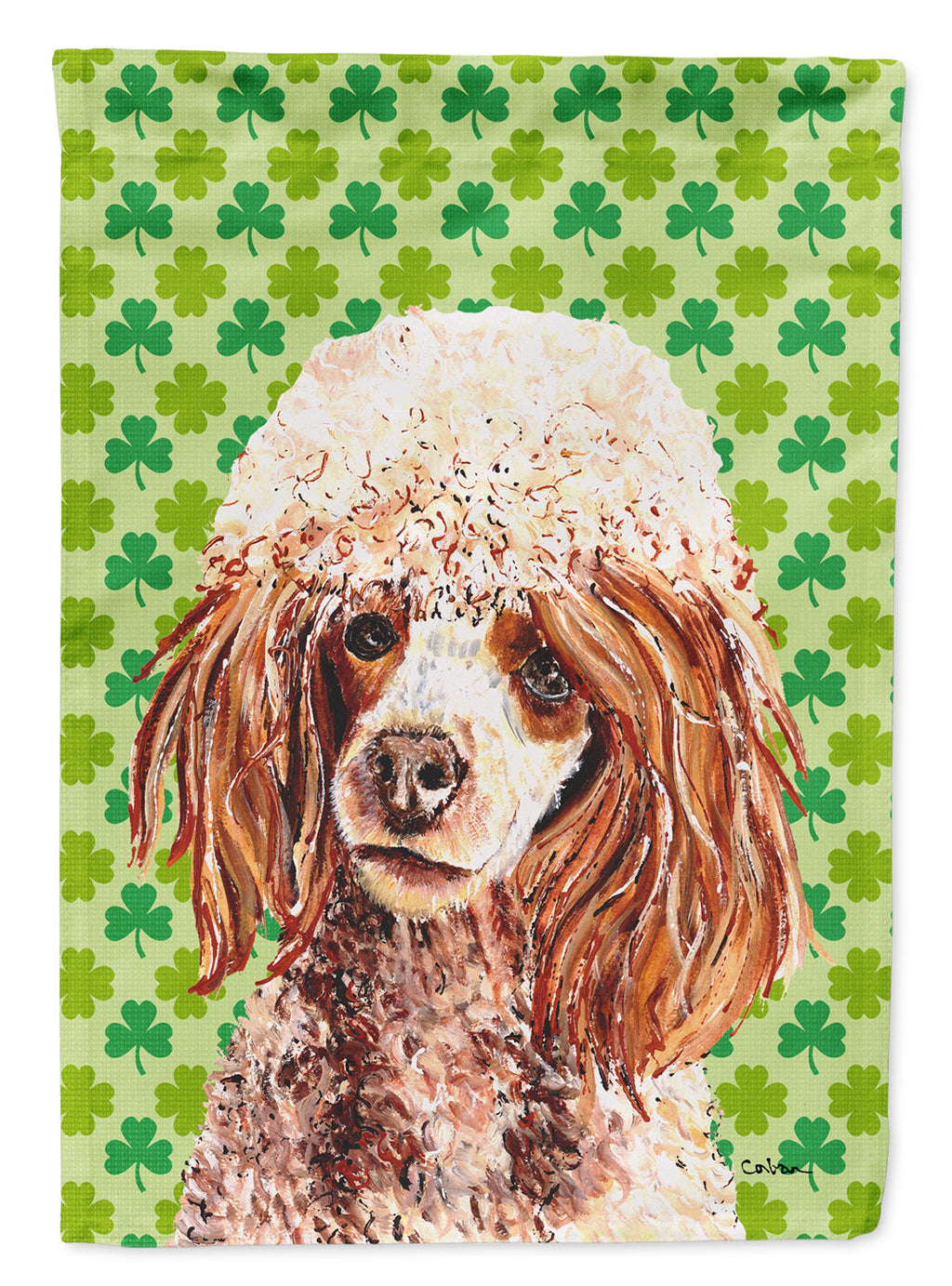 Red Miniature Poodle Lucky Shamrock St. Patrick's Day Garden Flag Mailbox Decorative Yard Banner Outside Patio Artwork for Flower Beds, Garden Size, Multicolor