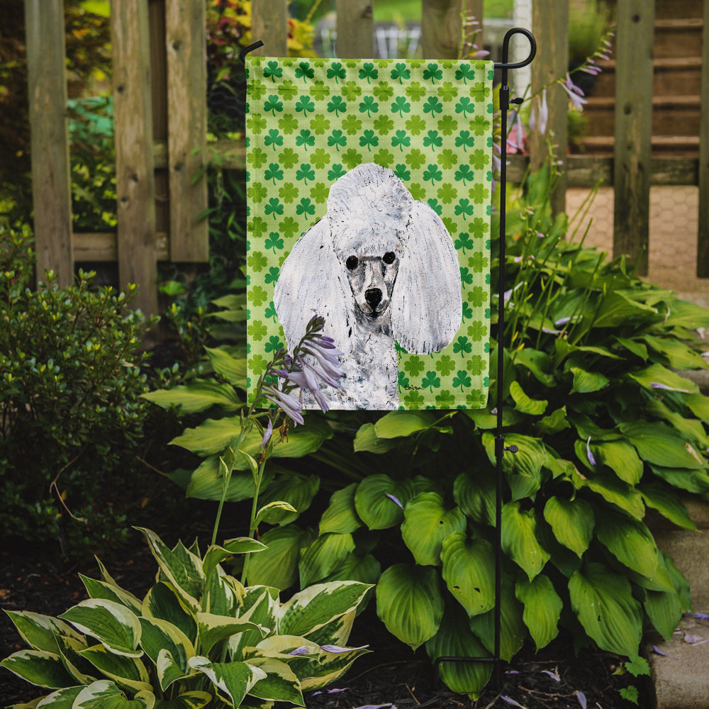 White Toy Poodle Lucky Shamrock St. Patrick's Day Garden Flag Mailbox Decorative Yard Banner Outside Patio Artwork for Flower Beds, Garden Size, Multicolor