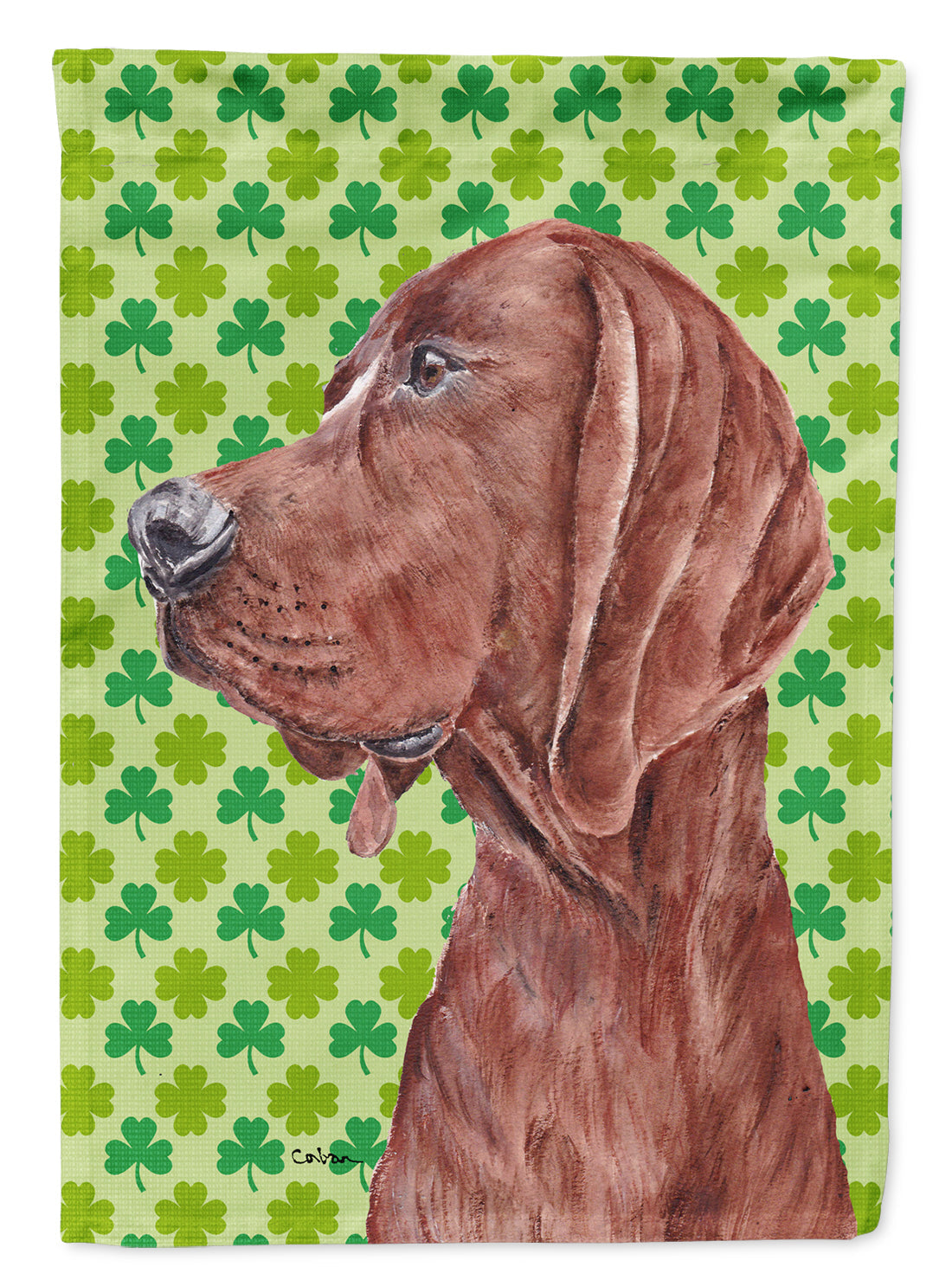Redbone Coonhound Lucky Shamrock St. Patrick's Day Garden Flag Mailbox Decorative Yard Banner Outside Patio Artwork for Flower Beds, Garden Size, Multicolor