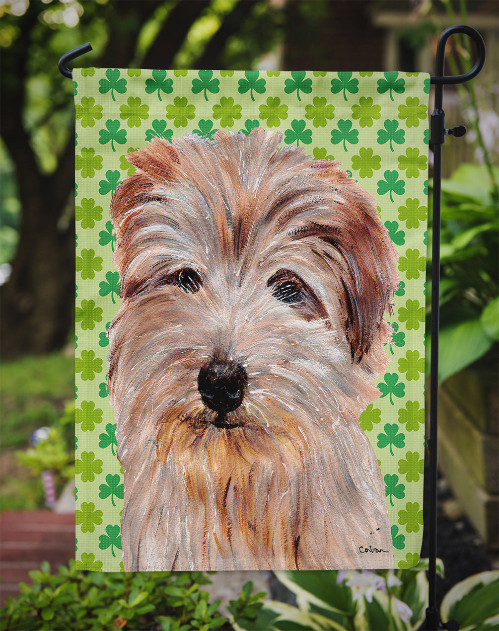 Norfolk Terrier Lucky Shamrock St. Patrick's Day Garden Flag Mailbox Decorative Yard Banner Outside Patio Artwork for Flower Beds, Garden Size, Multicolor