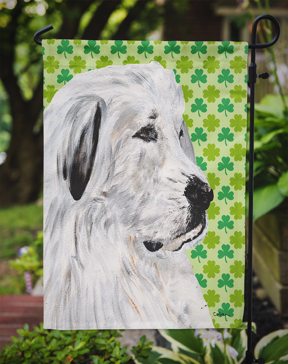 Great Pyrenees Lucky Shamrock St. Patrick's Day Garden Flag Mailbox Decorative Yard Banner Outside Patio Artwork for Flower Beds, Garden Size, Multicolor