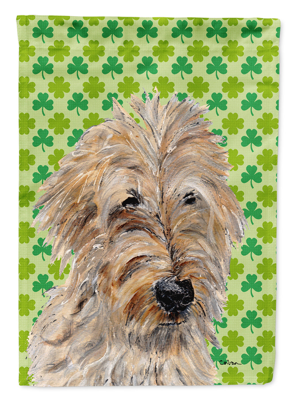 Golden Doodle 2 Lucky Shamrock St. Patrick's Day Garden Flag Mailbox Decorative Yard Banner Outside Patio Artwork for Flower Beds, Garden Size, Multicolor