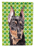 German Pinscher Lucky Shamrock St. Patrick's Day Garden Flag Mailbox Decorative Yard Banner Outside Patio Artwork for Flower Beds, Garden Size, Multicolor