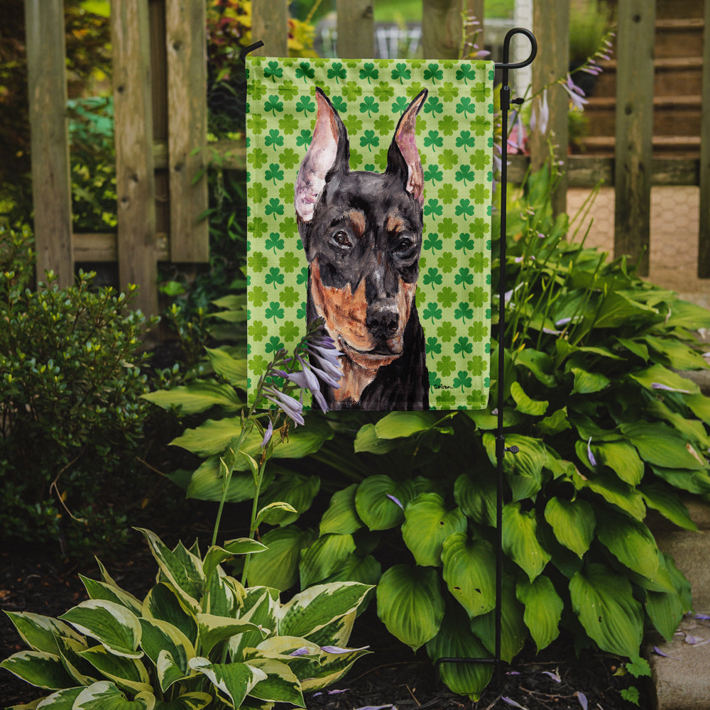German Pinscher Lucky Shamrock St. Patrick's Day Garden Flag Mailbox Decorative Yard Banner Outside Patio Artwork for Flower Beds, Garden Size, Multicolor