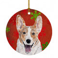 Cardigan Corgi Red Snowflakes Holiday Ceramic Ornament Christmas Tree Hanging Decorations for Home Christmas Holiday, Party, Gift, 3 in, Multicolor