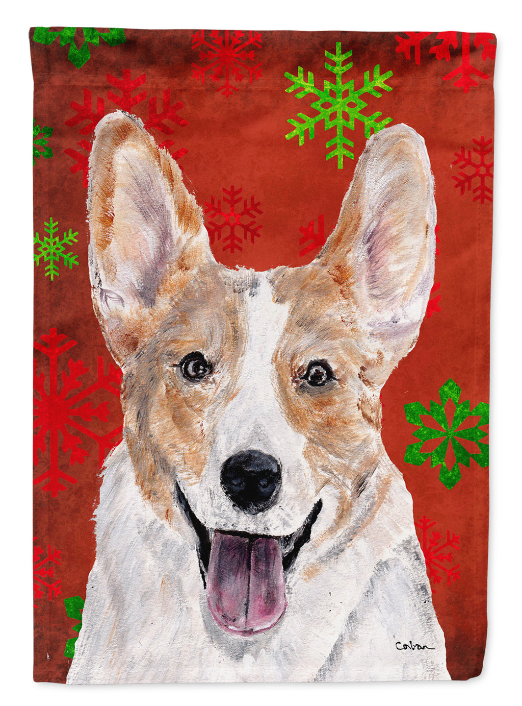 Cardigan Corgi Red Snowflakes Holiday Garden Flag Mailbox Decorative Yard Banner Outside Patio Artwork for Flower Beds, Garden Size, Multicolor