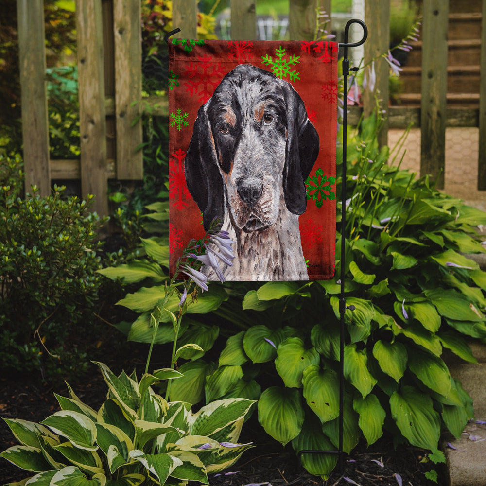 Blue Tick Coonhound Red Snowflakes Holiday Garden Flag Mailbox Decorative Yard Banner Outside Patio Artwork for Flower Beds, Garden Size, Multicolor