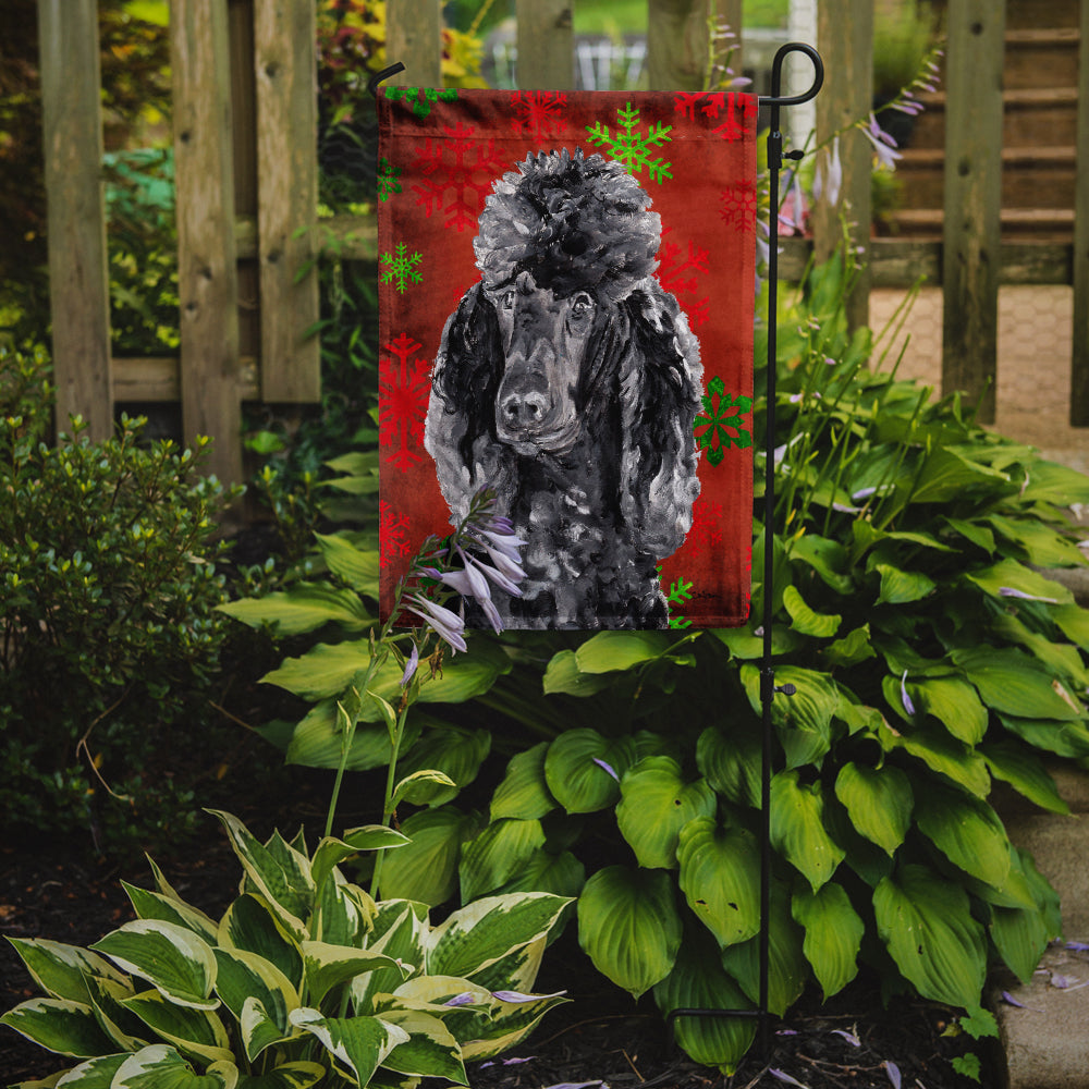 Black Standard Poodle Red Snowflakes Holiday Garden Flag Mailbox Decorative Yard Banner Outside Patio Artwork for Flower Beds, Garden Size, Multicolor