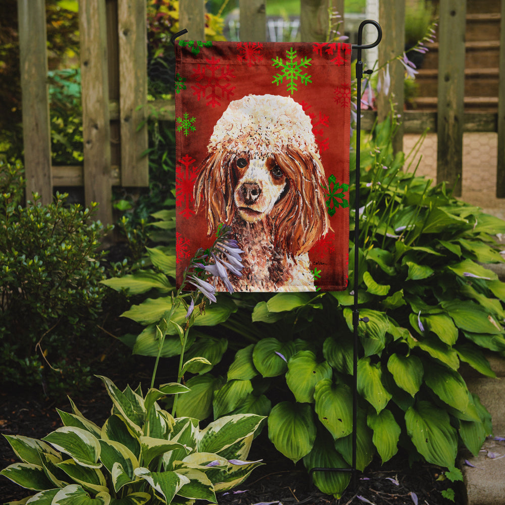 Red Miniature Poodle Red Snowflakes Holiday Garden Flag Mailbox Decorative Yard Banner Outside Patio Artwork for Flower Beds, Garden Size, Multicolor