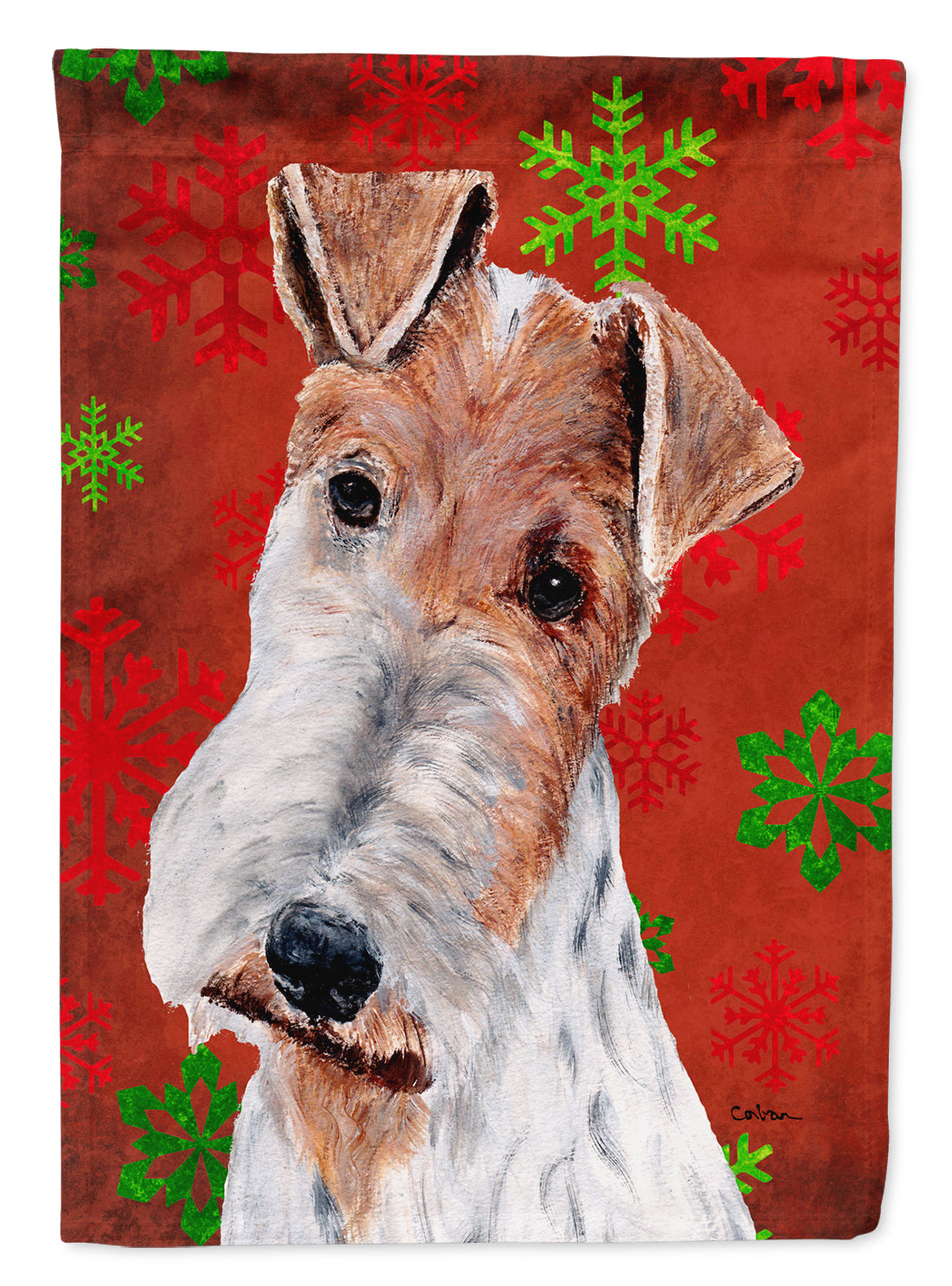 Wire Fox Terrier Red Snowflakes Holiday Garden Flag Mailbox Decorative Yard Banner Outside Patio Artwork for Flower Beds, Garden Size, Multicolor