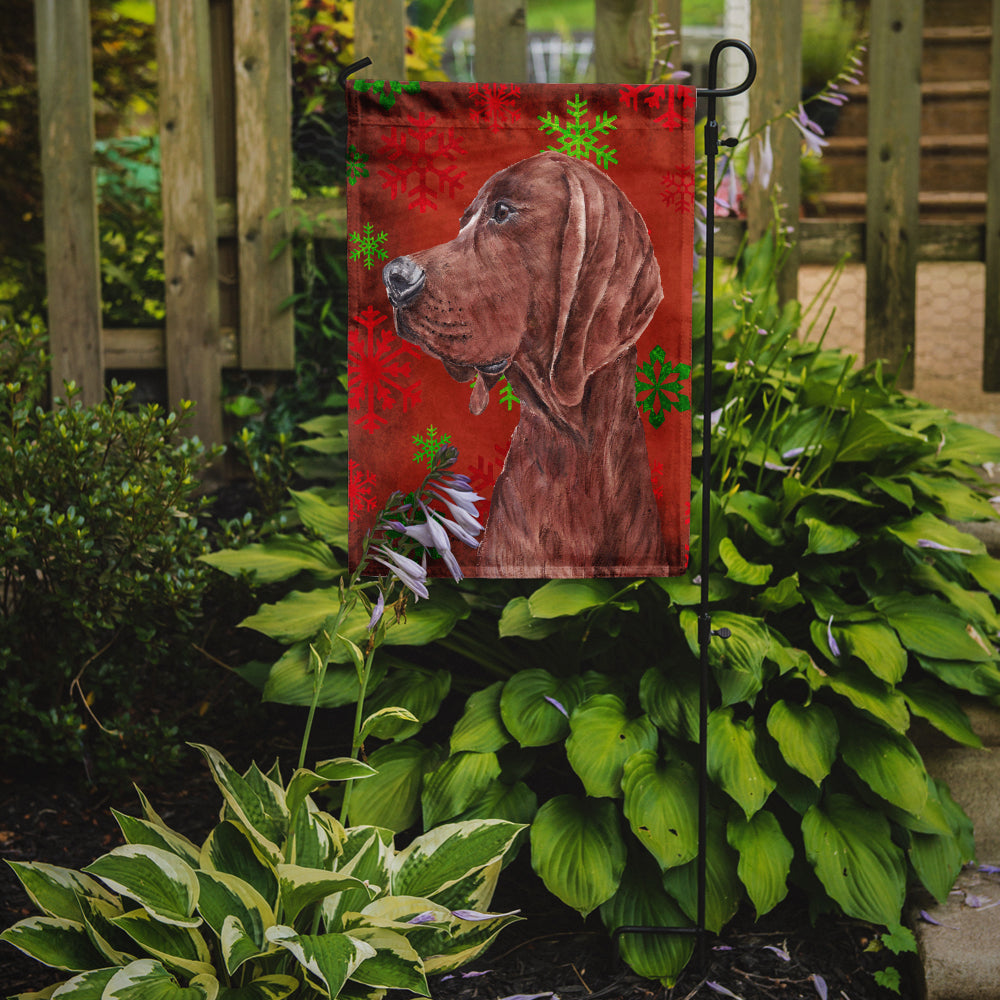 Redbone Coonhound Red Snowflakes Holiday Garden Flag Mailbox Decorative Yard Banner Outside Patio Artwork for Flower Beds, Garden Size, Multicolor