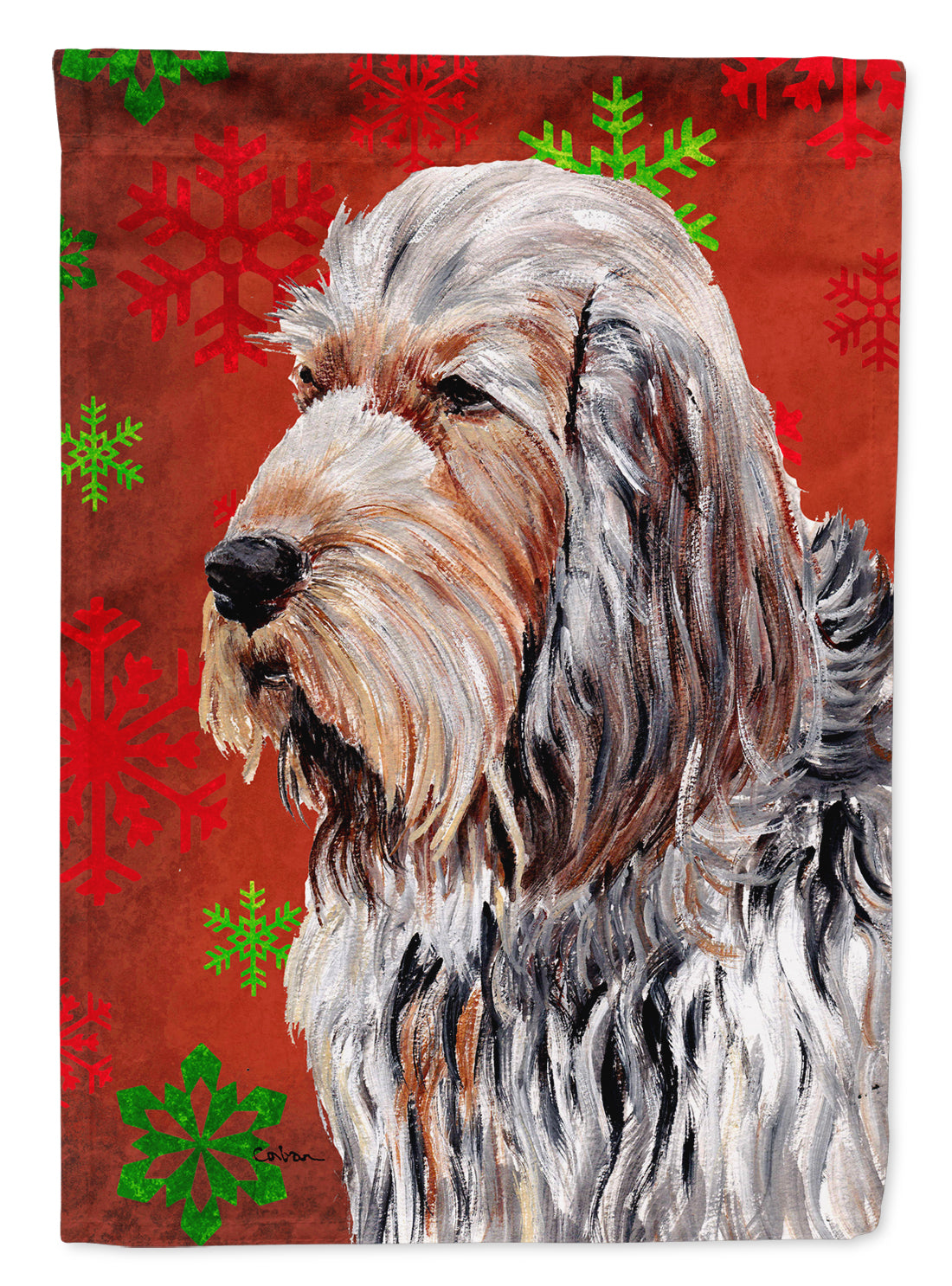 Otterhound Red Snowflakes Holiday Garden Flag Mailbox Decorative Yard Banner Outside Patio Artwork for Flower Beds, Garden Size, Multicolor