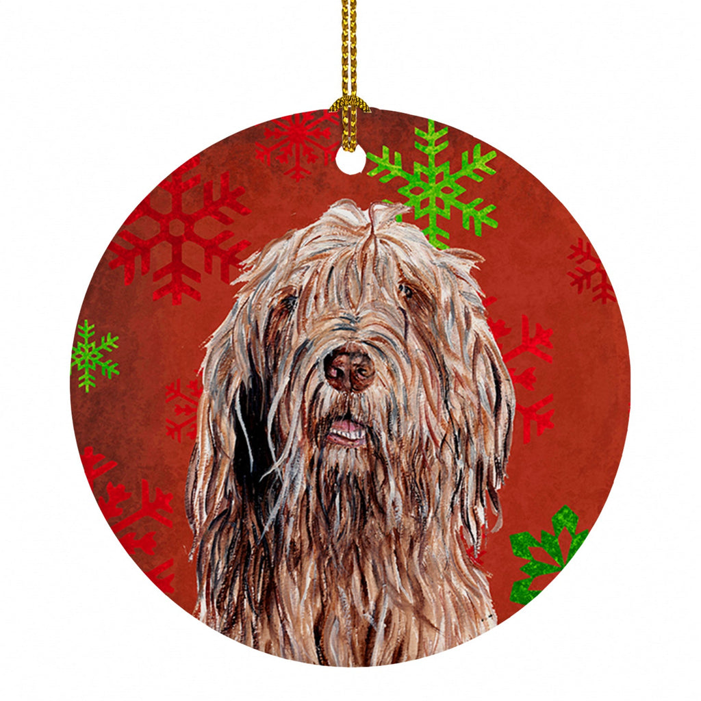 Otterhound Red Snowflakes Holiday Ceramic Ornament Christmas Tree Hanging Decorations for Home Christmas Holiday, Party, Gift, 3 in, Multicolor