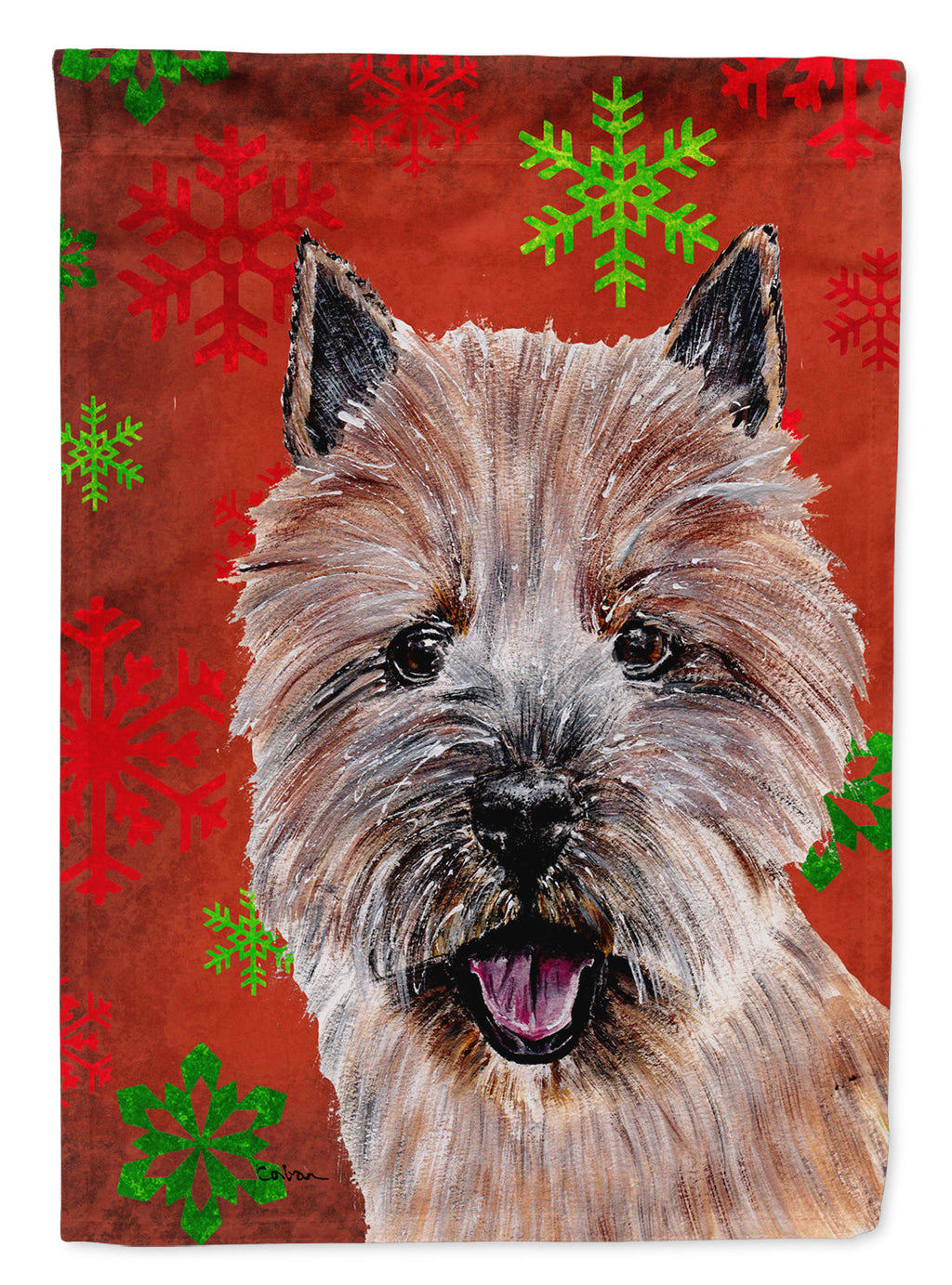 Norwich Terrier Red Snowflakes Holiday Garden Flag Mailbox Decorative Yard Banner Outside Patio Artwork for Flower Beds, Garden Size, Multicolor