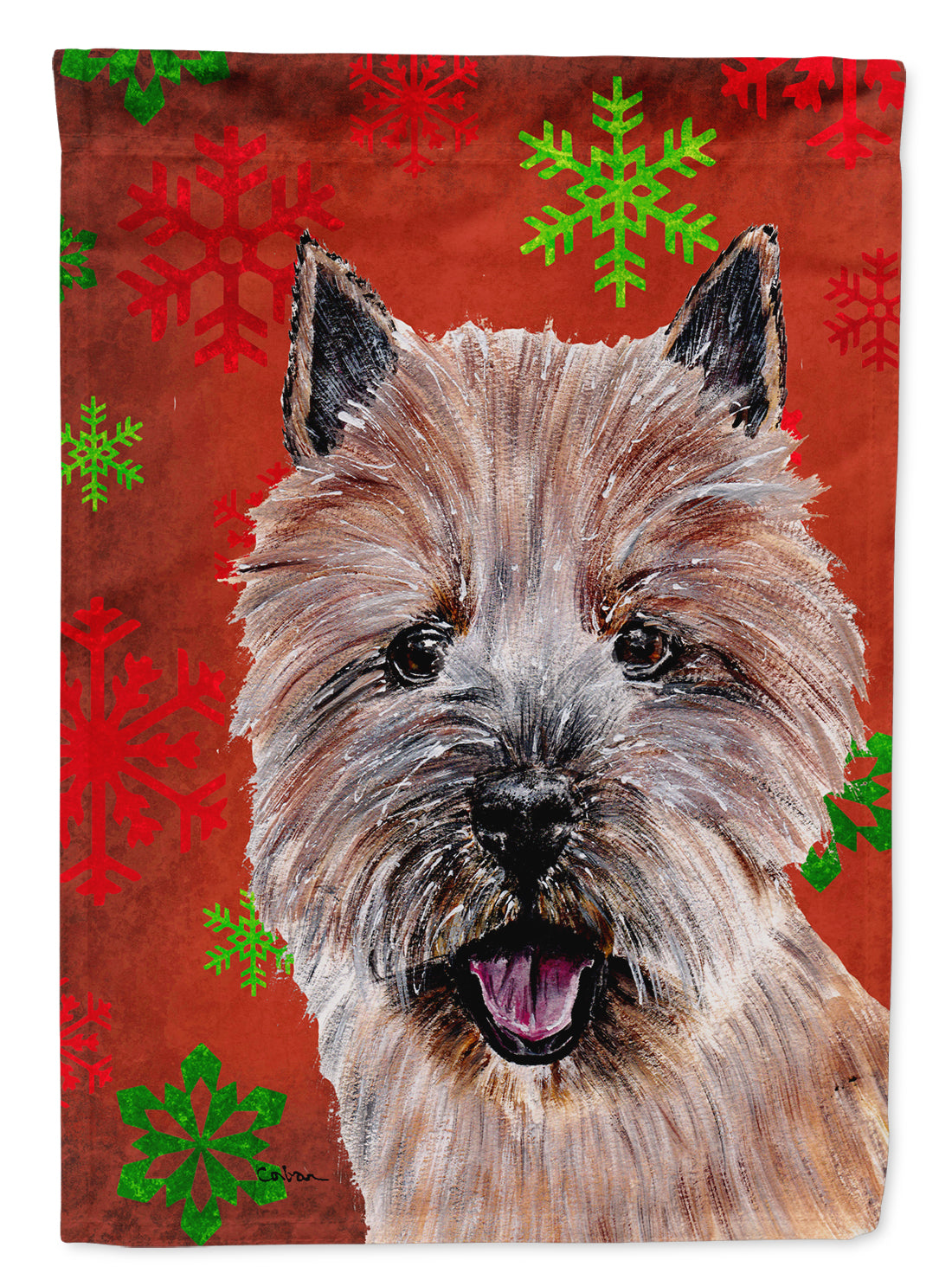 Norwich Terrier Red Snowflakes Holiday Garden Flag Mailbox Decorative Yard Banner Outside Patio Artwork for Flower Beds, Garden Size, Multicolor