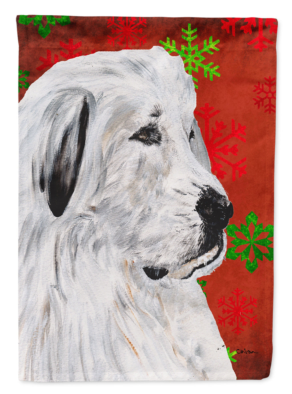 Great Pyrenees Red Snowflakes Holiday Garden Flag Mailbox Decorative Yard Banner Outside Patio Artwork for Flower Beds, Garden Size, Multicolor