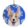 Cardigan Corgi Winter Snowflakes Ceramic Ornament Christmas Tree Hanging Decorations for Home Christmas Holiday, Party, Gift, 3 in, Multicolor
