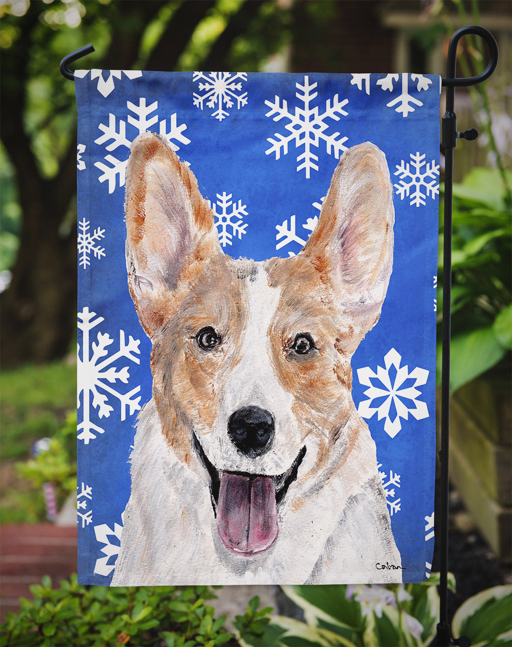 Cardigan Corgi Winter Snowflakes Garden Flag Mailbox Decorative Yard Banner Outside Patio Artwork for Flower Beds, Garden Size, Multicolor