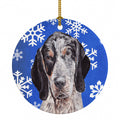 Blue Tick Coonhound Winter Snowflakes Ceramic Ornament Christmas Tree Hanging Decorations for Home Christmas Holiday, Party, Gift, 3 in, Multicolor