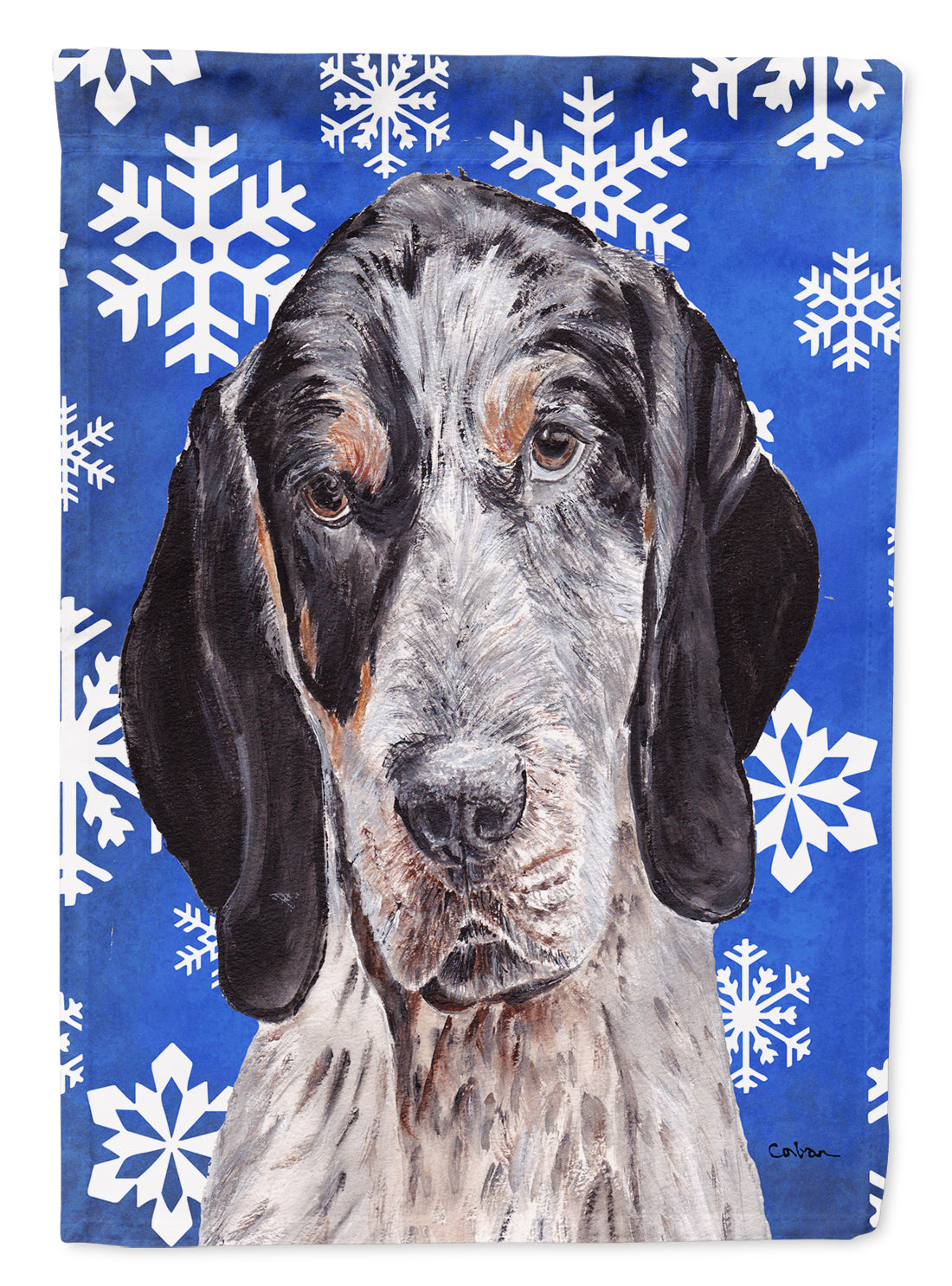 Blue Tick Coonhound Winter Snowflakes Garden Flag Mailbox Decorative Yard Banner Outside Patio Artwork for Flower Beds, Garden Size, Multicolor