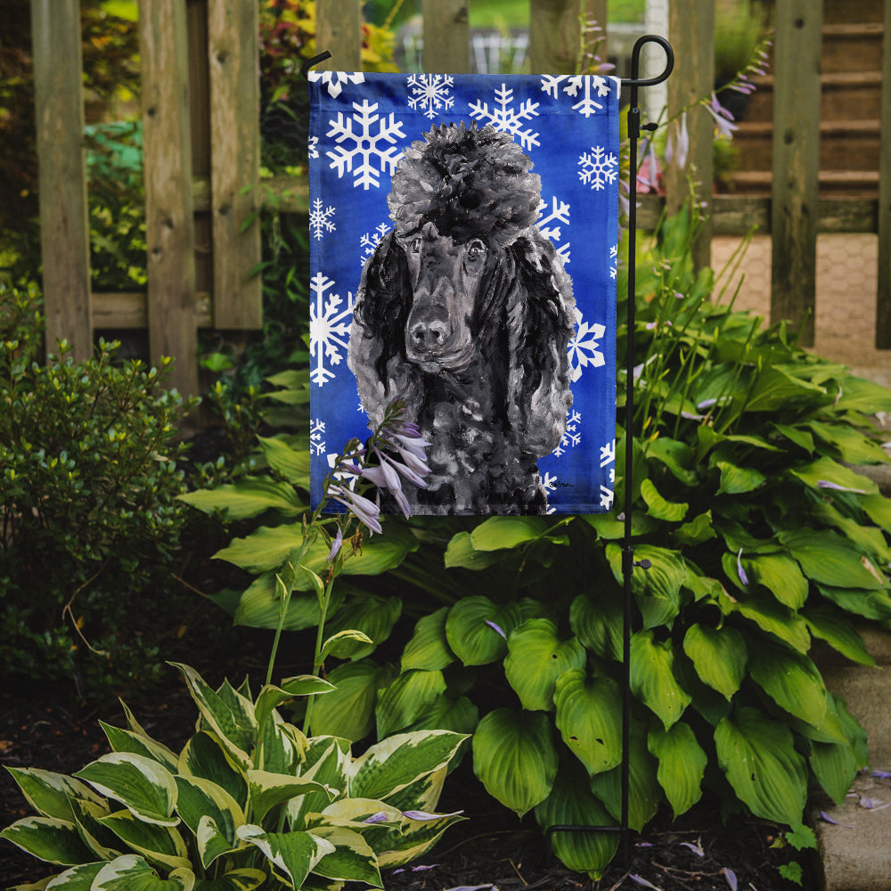 Black Standard Poodle Winter Snowflakes Garden Flag Mailbox Decorative Yard Banner Outside Patio Artwork for Flower Beds, Garden Size, Multicolor