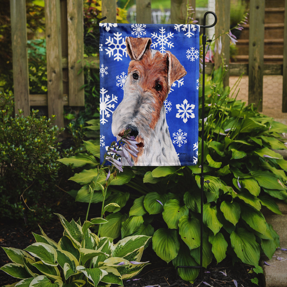 Wire Fox Terrier Winter Snowflakes Garden Flag Mailbox Decorative Yard Banner Outside Patio Artwork for Flower Beds, Garden Size, Multicolor