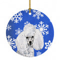White Toy Poodle Winter Snowflakes Ceramic Ornament Christmas Tree Hanging Decorations for Home Christmas Holiday, Party, Gift, 3 in, Multicolor