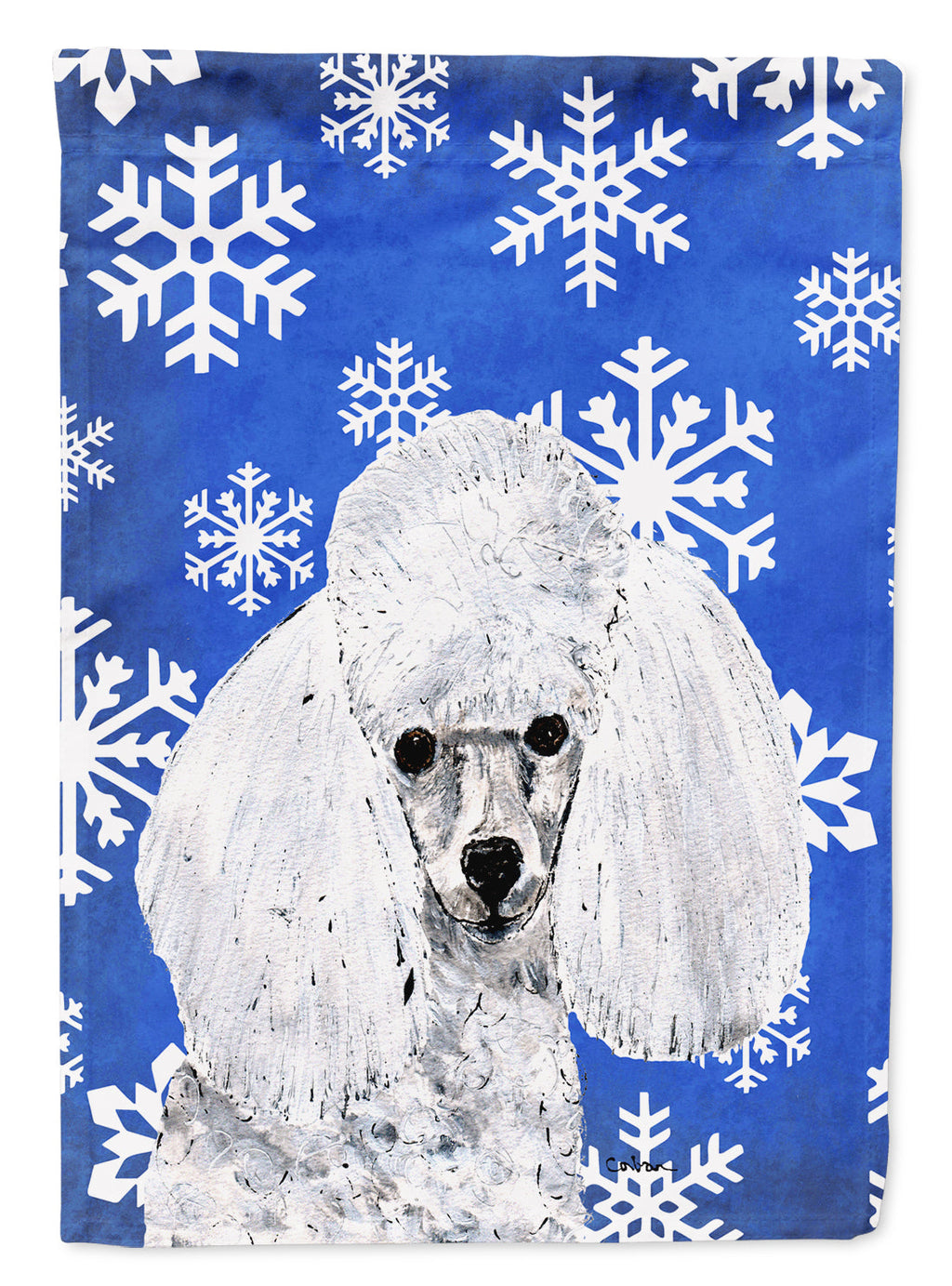 White Toy Poodle Winter Snowflakes Garden Flag Mailbox Decorative Yard Banner Outside Patio Artwork for Flower Beds, Garden Size, Multicolor