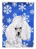 White Toy Poodle Winter Snowflakes Garden Flag Mailbox Decorative Yard Banner Outside Patio Artwork for Flower Beds, Garden Size, Multicolor