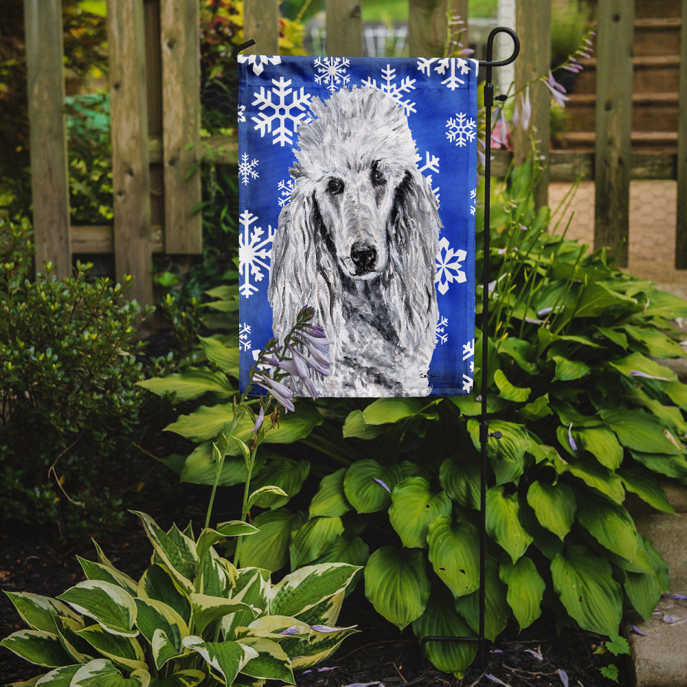 White Standard Poodle Winter Snowflakes Garden Flag Mailbox Decorative Yard Banner Outside Patio Artwork for Flower Beds, Garden Size, Multicolor